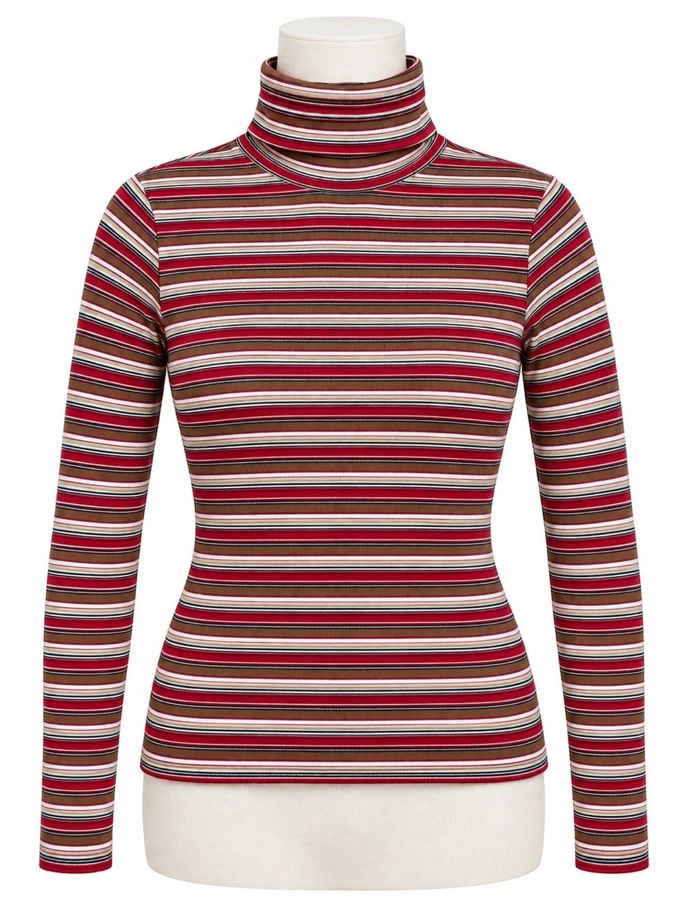 Vintage 90s Y2K Bugle Boy Striped Cotton Turtleneck Long Sleeve Top XL